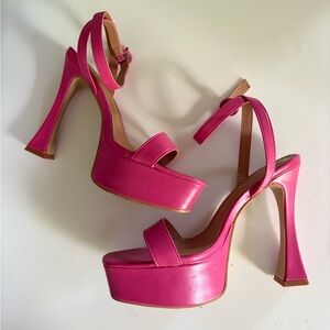 SHEIN Pink Platform Sandals with Chunky Heel